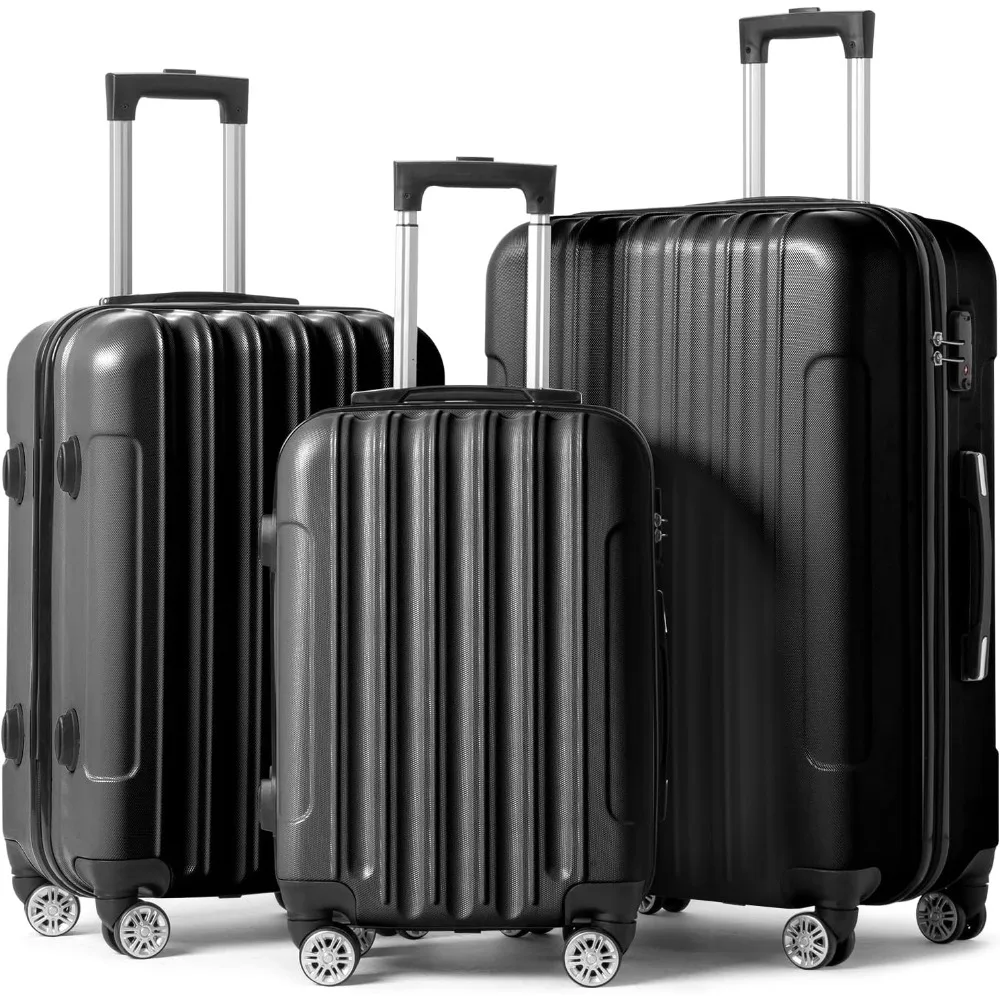 

Home luggage set (3-piece set) hard shell portable luggage combination, with rotating wheels and TSA password lock, ABS