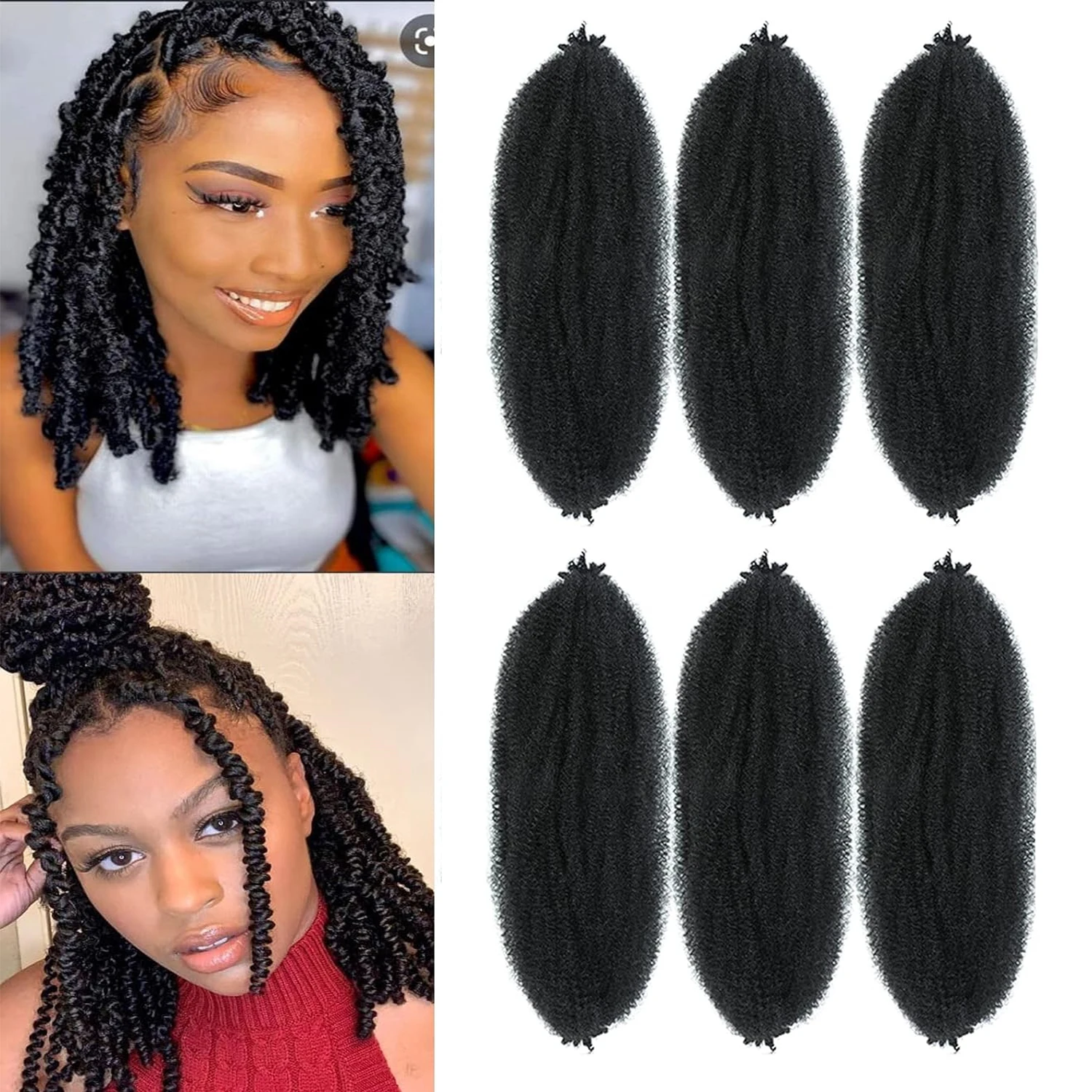 12 -30 Inch Afro Twist Braiding Hair Springy Afro Twist Synthetic Hair Pre-Fluffed Spring Twist Hair For Soft Locs