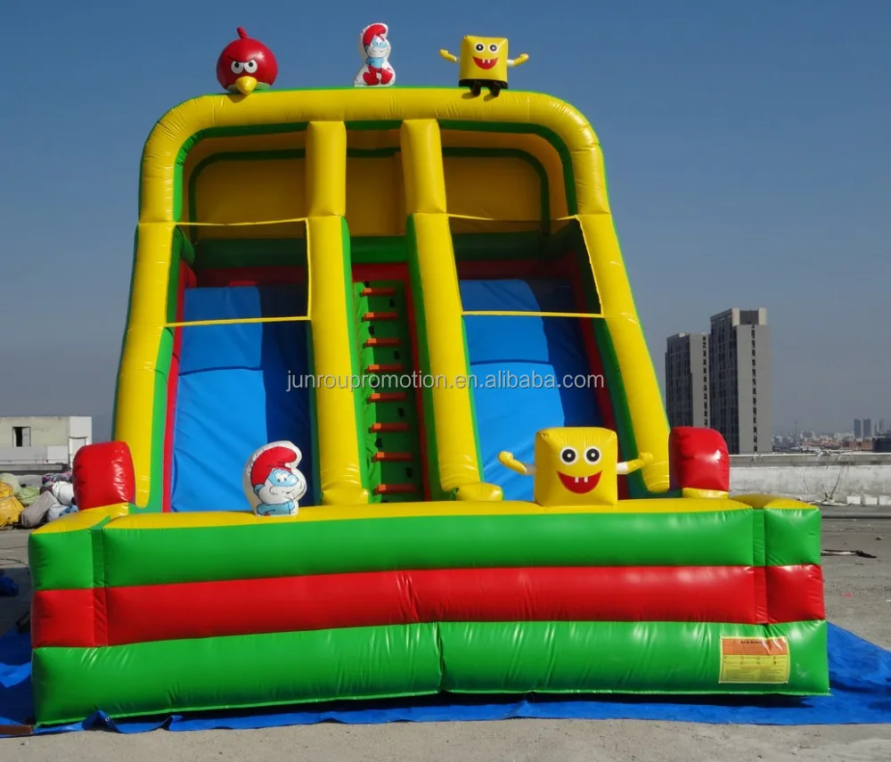 New design inflatable kids slide, cartoon water slide, double lanes bouncer slide SL-72