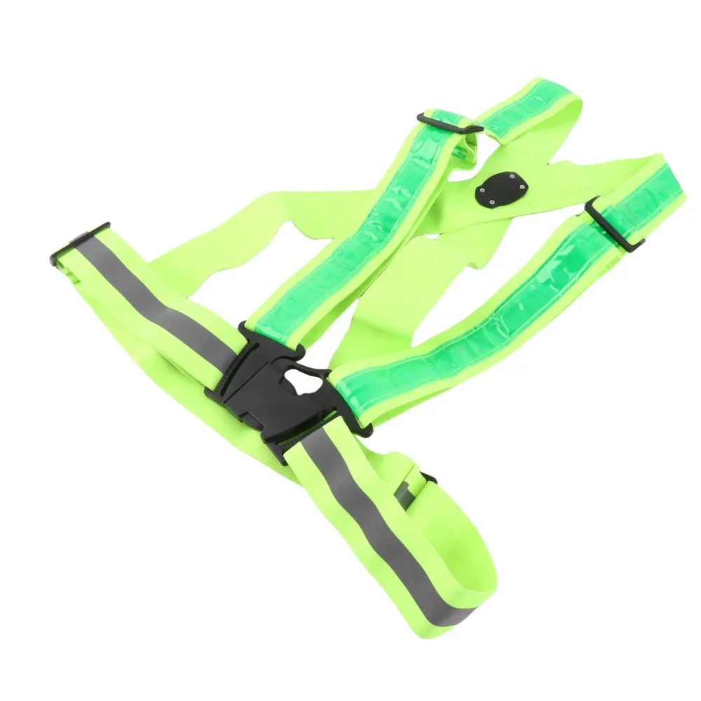 Polyester LED Safety Vest Green Light Reflective Reflective Running Vest USB Rechargeable Cycling Warning Vest