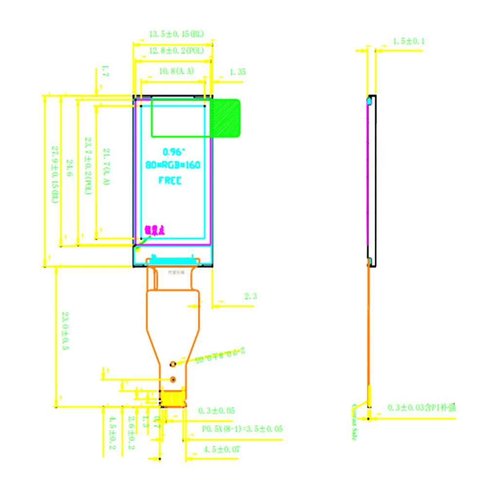 Display IPS da 0.96 pollici modulo schermo LCD TFT Display 80*160 ST7735 Drive 3.3V 13pin SPI HD Full Colorful per modulo LCD