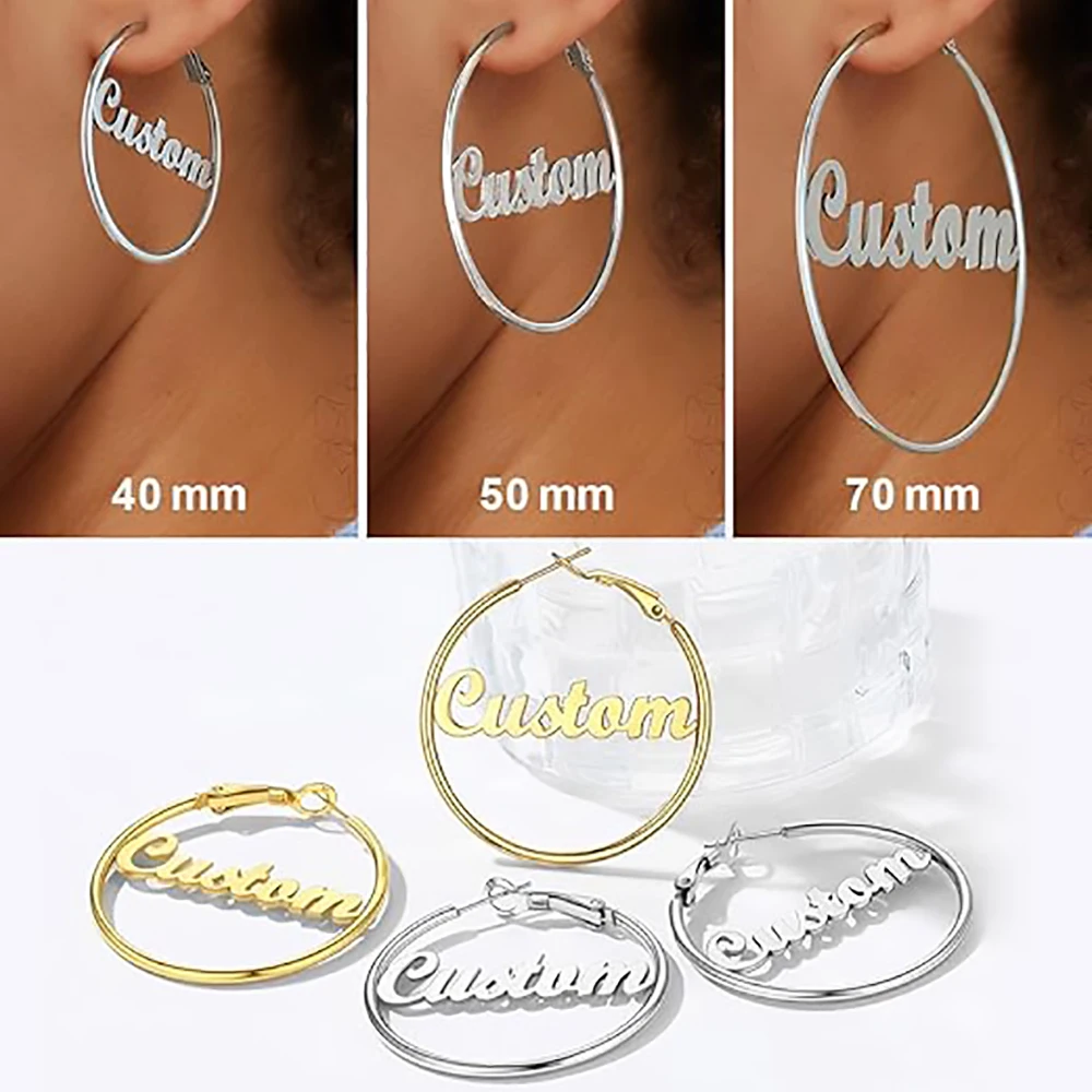Kolczyki ze stali nierdzewnej z literami YOUSHANG dla kobiet, matowe okrągłe kolczyki z imieniem, personalizowana biżuteria, prezent na przyjęcie, akcesoria ślubne