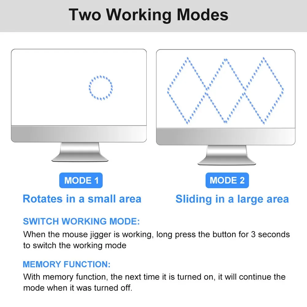 محاكي حركة الماوس Jiggler Mouse Mover مع مفتاح تشغيل/إيقاف ومنفذ USB ماوس محاكاة حركة الماوس بدون سائق