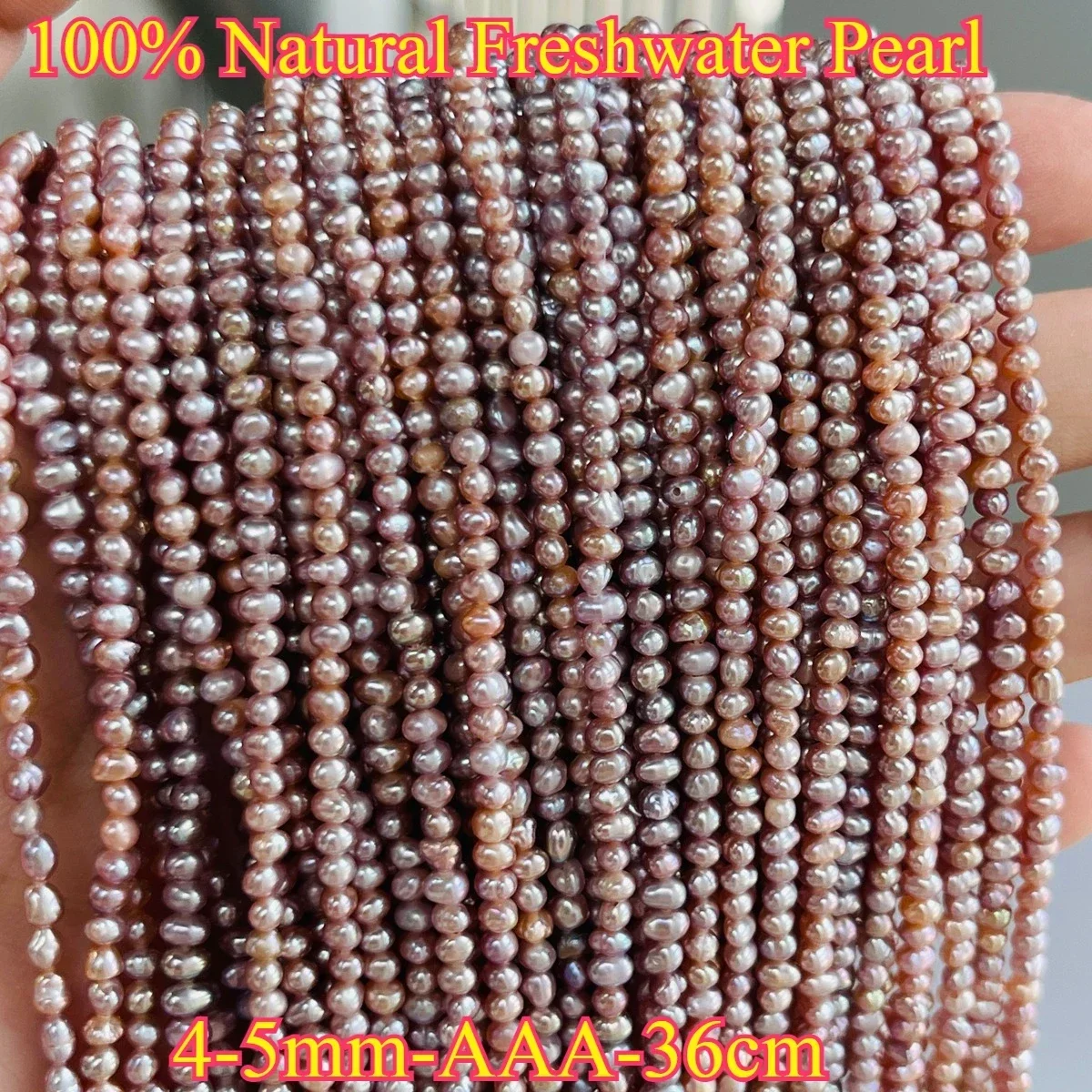 4-5mm AAA Fine Natural Freshwater Pearl Purple Refined Near Round Spacer Bead Jewelry Make DIY Necklace Bracelet Women Wedding