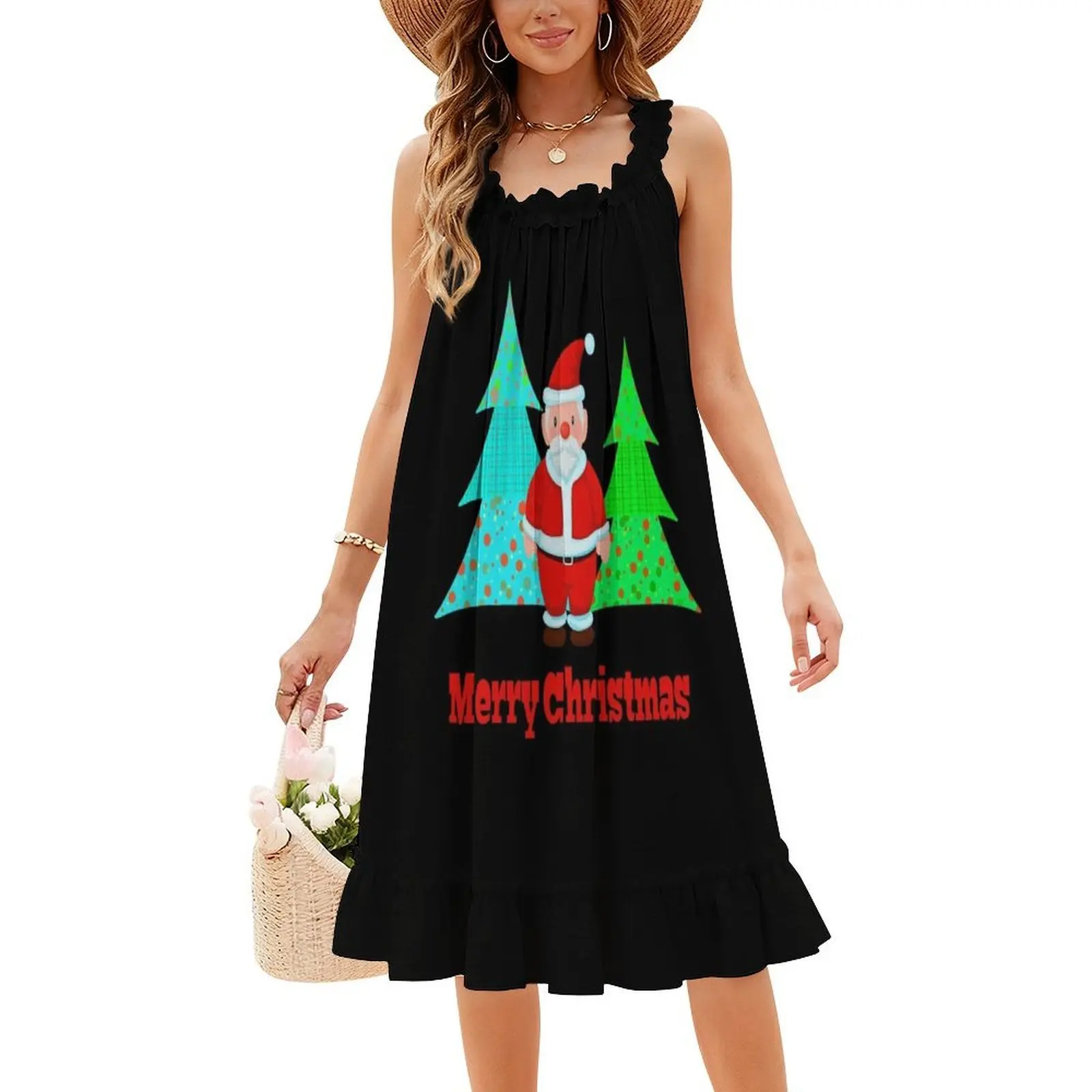 لطيف سانتا كلوز عيد الميلاد قميص عيد ميلاد سعيد قميص Preppy نمط فستان قصير للنساء ألف خط فضفاض صالح فستان يوم غير رسمي لطيف #4