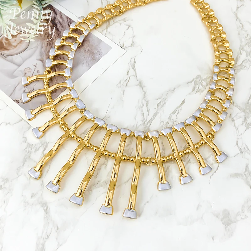 chunky-choker-special-dubai-18k-gold-plated-jewelry-set-for-women-necklace-earrings-bracelet-ring-bridal-wedding-party-gifts