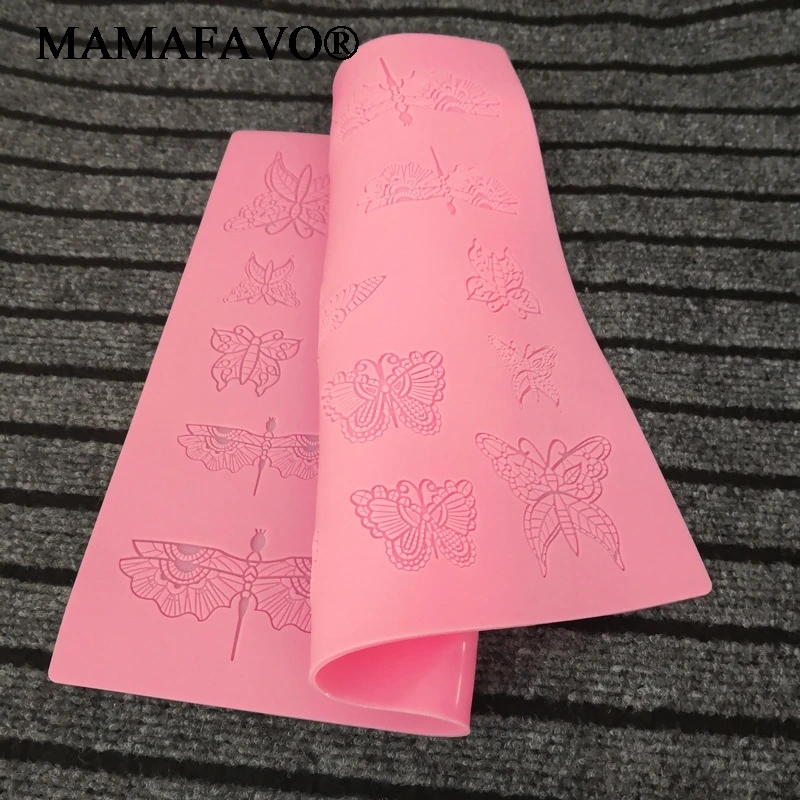 New Butterfly Dragonfly Silicone Lace Mold Insect Cake Fondant Mold Cake Border Decorating Tool F126