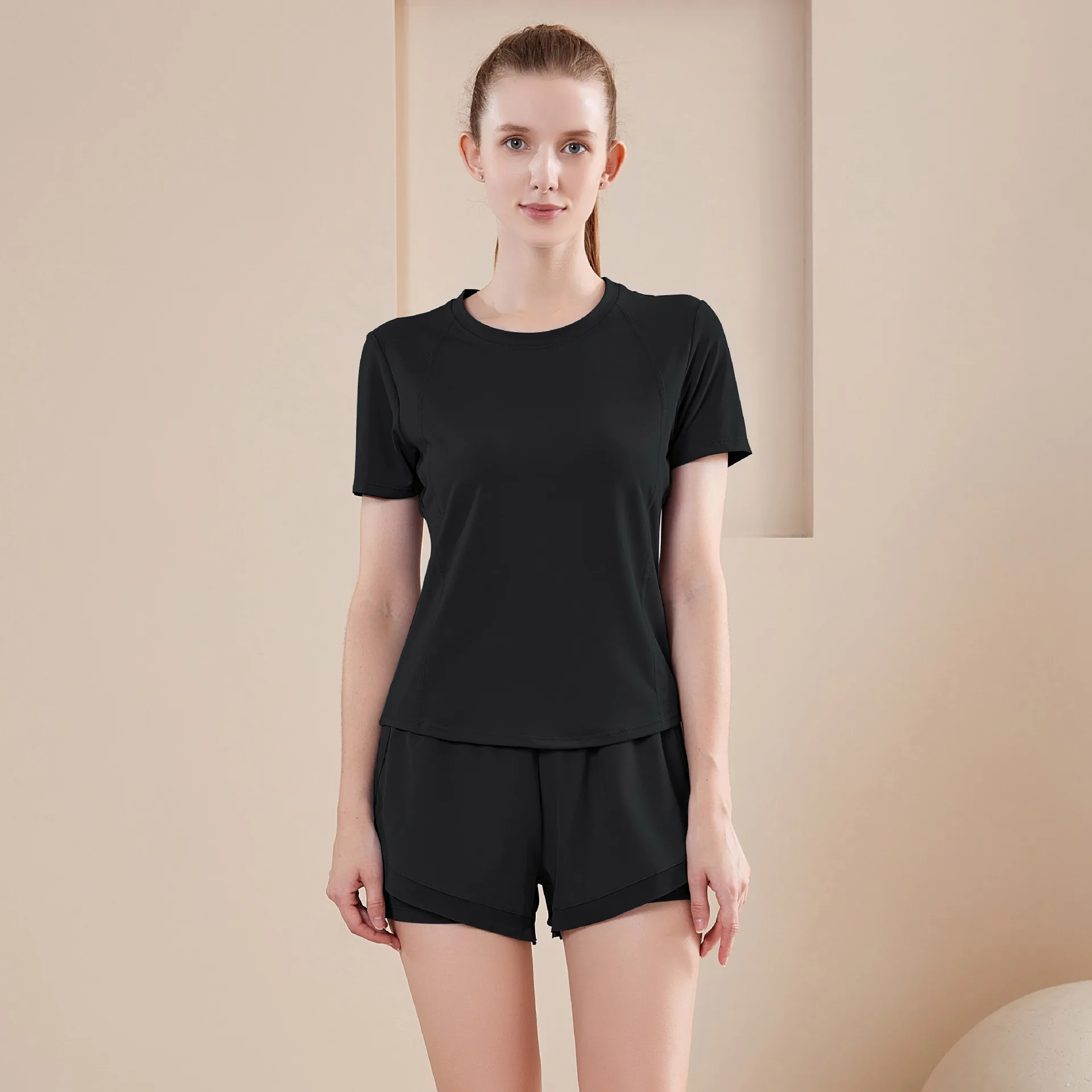 Sportswear Woman Gym Clothes 2026 Yoga Clothes Women Fitness Shirt Shorts Two-Piece Mesh Running T-shirt Short Sleeve Yoga Wear