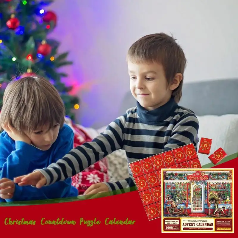 Weihnachten Puzzle Advents kalender Weihnachten Countdown Puzzles Geschenk tragbare 24 Advents kalender Puzzle Boxen für Kinder Kinder