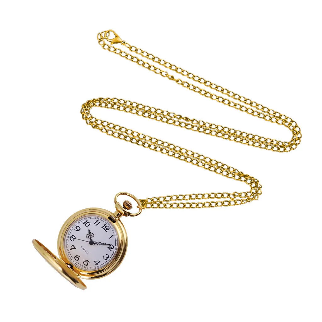 Classic Large Pocket Watch Two-Faced Gold Fashion Trend Court Style Long Chain Pocket Watch Easy-To-Read Digital Scale Watches