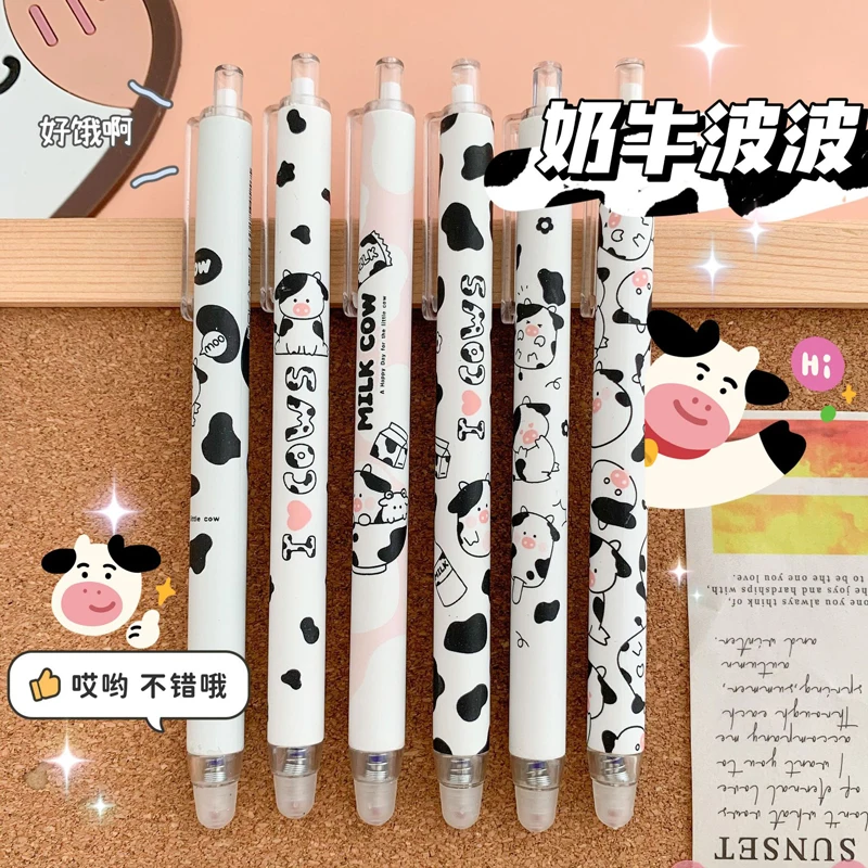 

6Pc/set Cute Anime Cartoon Press Gel Pen 0.5mm blue ink Erasable Neutral Pens Signature Pen School Office Writing Supplies