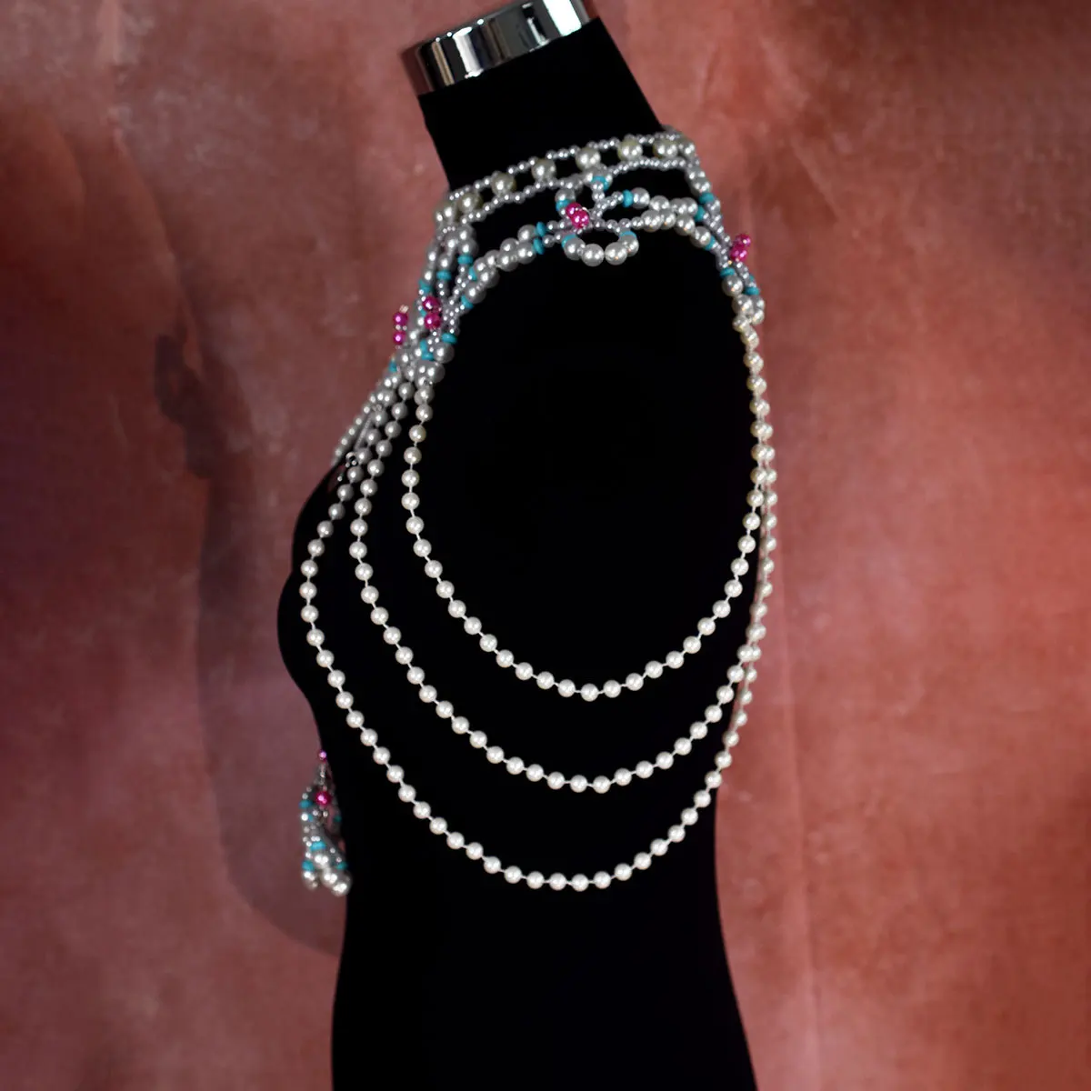 Body Chain Sexy Bra Chain Simulated Pearl String Of Beads Bikini Shawl Chest Chain Birthday Party Night Club Body Jewelry
