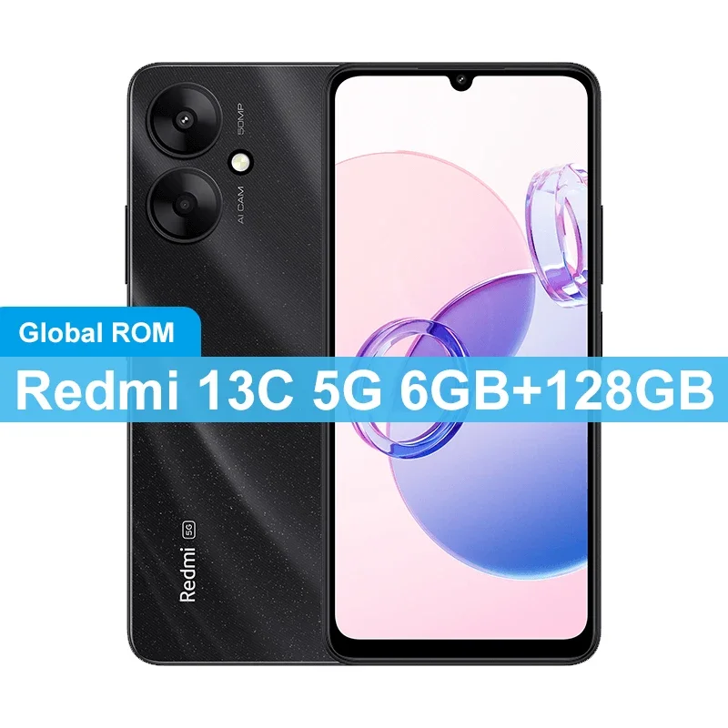 xiaomi Redmi 13C 5G smartphone Dimensity 6100+ 6.74" ultra-large Display 50MP+5MP AI Camera 18W 5000mAh Battery used phone