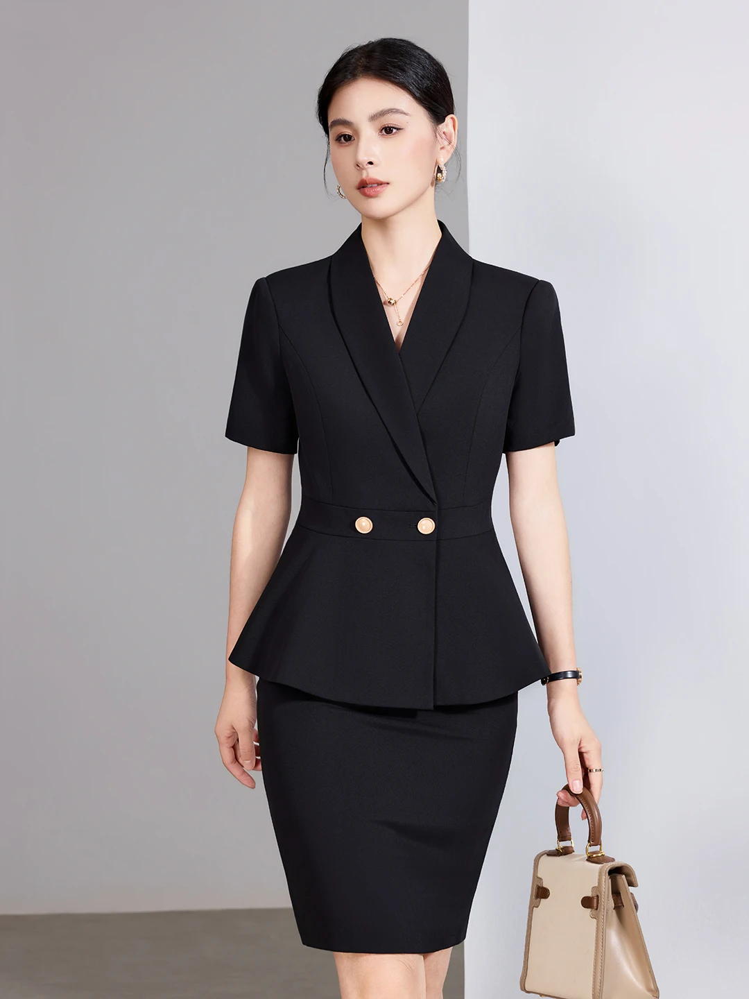 White Suit Set for Women Commute Style Professional Workwear Summer New Arrival Jewelry Store Beauty Salon Uniform