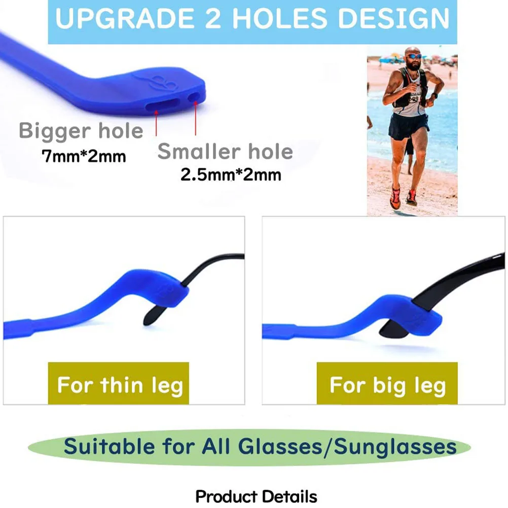 

2Pcs Silicone Glasses Straps Anti-Slip Elastic Eyeglass Holder Rope Adjustable Durable Glasses Fixing Lanyard Eyeglasses Lanyard