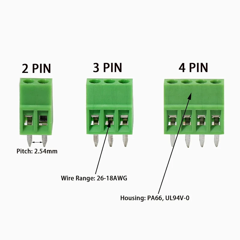 Imagem -04 - Pcb Mini Mount Parafuso Terminal Bloco Conector Pin Reto 150v 6a para 2618awg Cabo Kf128 2p 3p 4p 254 Milímetros 50 Pcs