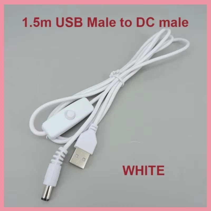 1.5m DC 5.5*2.1mm With 501 Switch Power Cord Usb To Dc Monitoring Led Light Cat Router Charging Cable B6