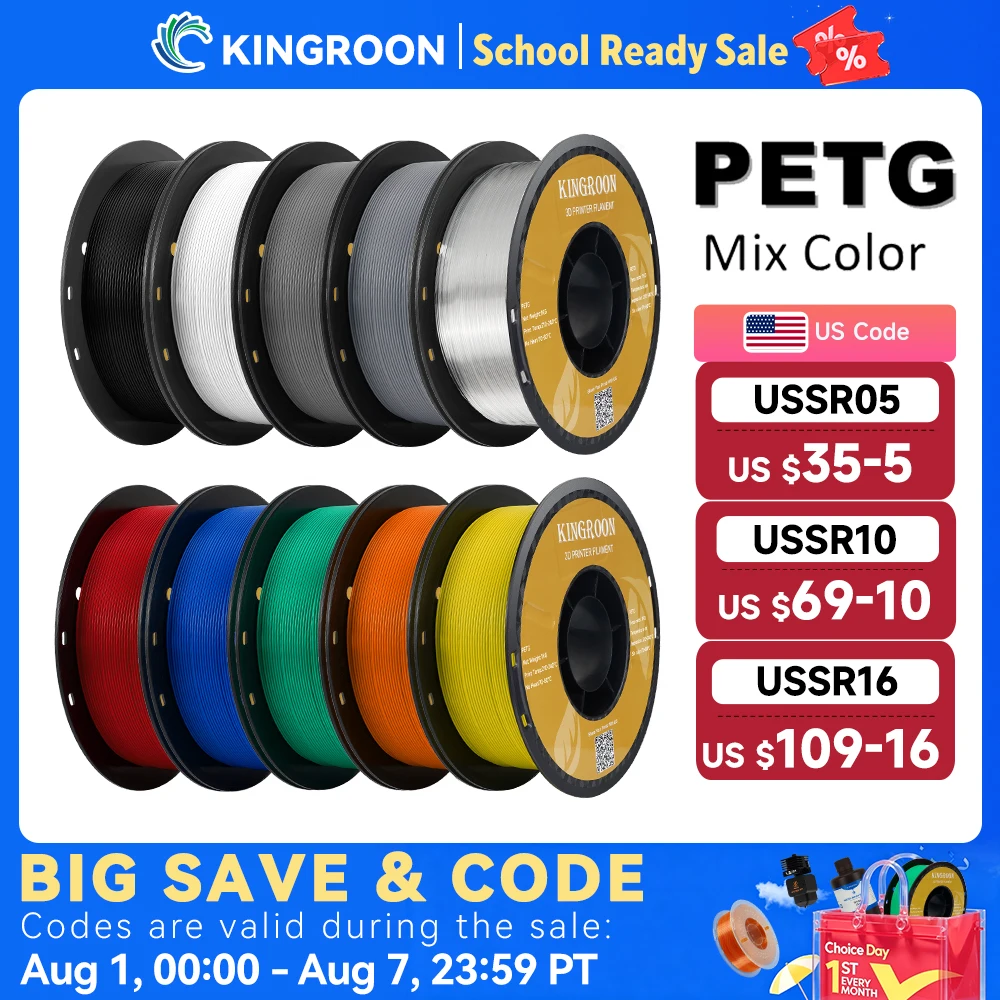 KINGROON 1.75mm PETG 3D Printer Filament – Premium FDM Printing Material