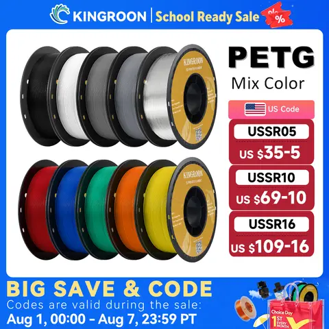 KINGROON PETG 3D Printer Filament 1.75mm 5KG 10KG Mix Color 3D Printing Material 1kg/roll  petg Plastic For FDM 3dprinter