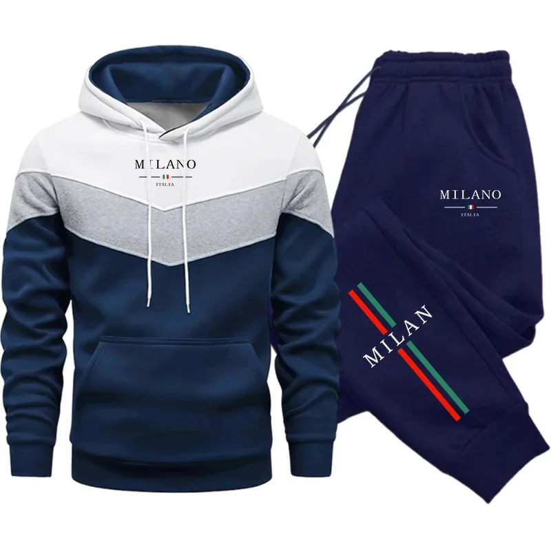 Autumn Winter Daily Casual Sports Jogging Suit S-4XL Men's Set/Hoodie/Pants 2026 ITALY Fashion Hooded Sweatshirt and Sweatpants