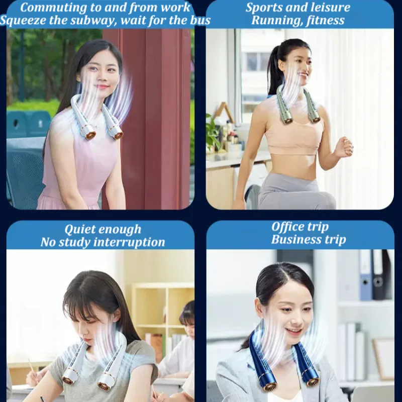 New Turbo Neck Fan Compact and Convenient Lazy Neck Fan  Bladeless  USB Rechargeable  Whisper Quiet Portable No Bladeless fan