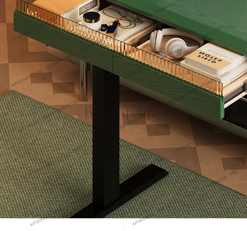 LD solid wood electric lifting home office computer desk large board table
