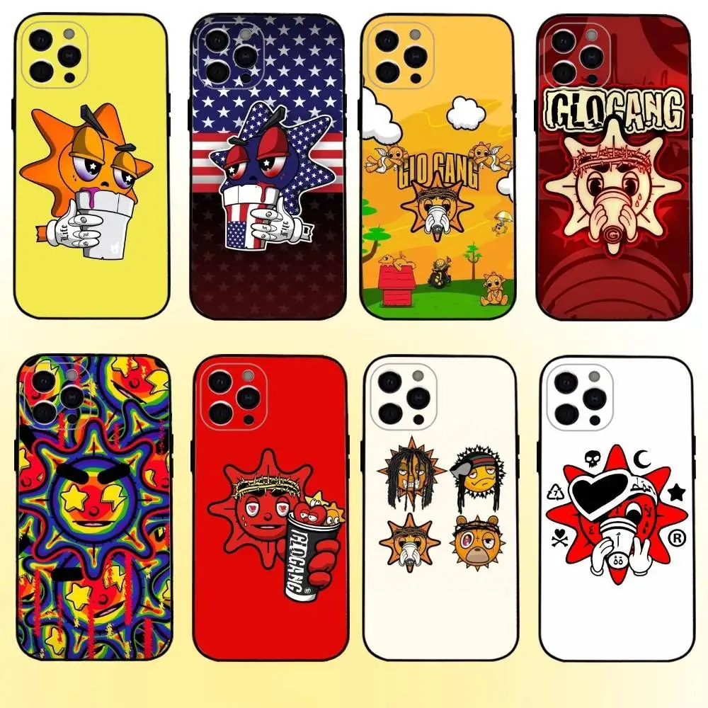 

G-GLO G-GANG Rapper Logo Phone Case For iPhone17,16,15,14,13,12,11 Plus,Pro Max Soft Black Cover