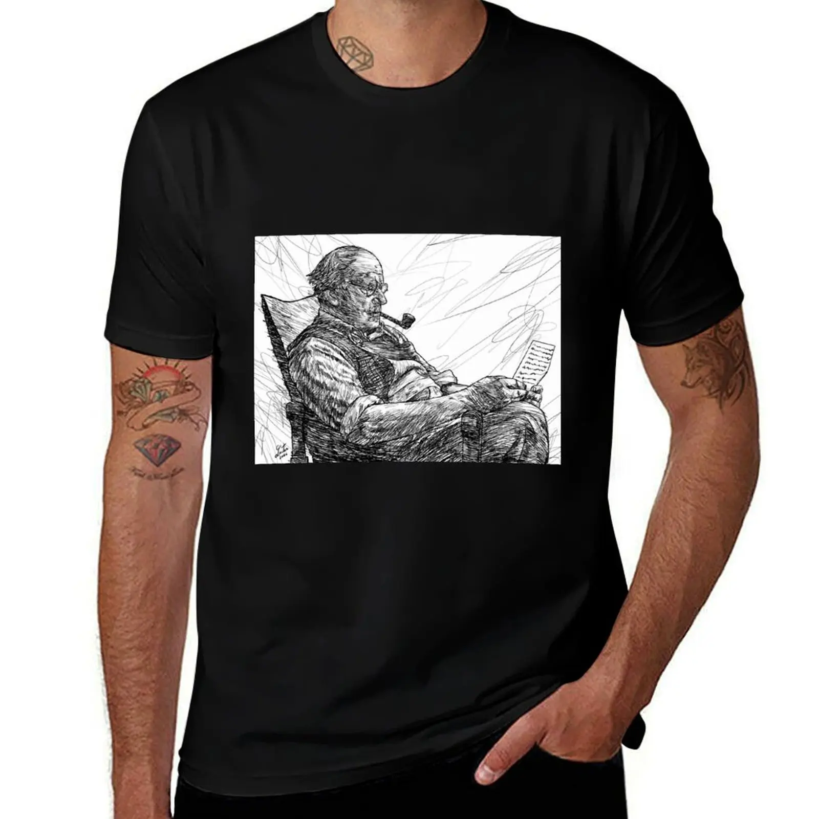 

graphic cotton t T-Shirt with .5 t t JUNG - 100% man CARL shirts portrait shirts shirt prints ink