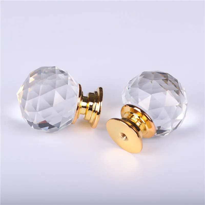 10pcs 20mm 30mm 40mmCrystal Ball Design Clear Crystal Glass Knobs Cupboard Drawer Pull Kitchen Cabinet Wardrobe Handles Hardware