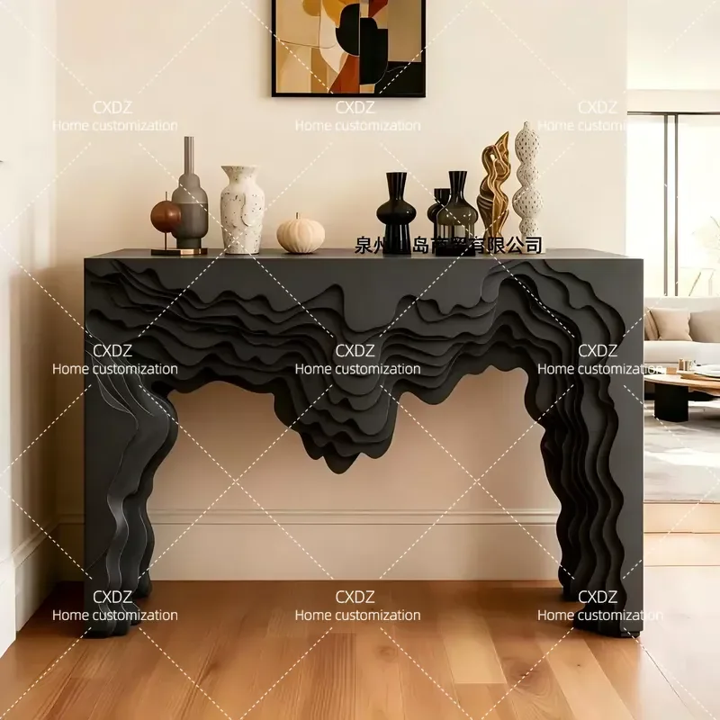 Cream Baking Paint Entrance Table Creative Special Shaped Entry Cabinet Living Room End View Decorative Cabinet Sofa Back