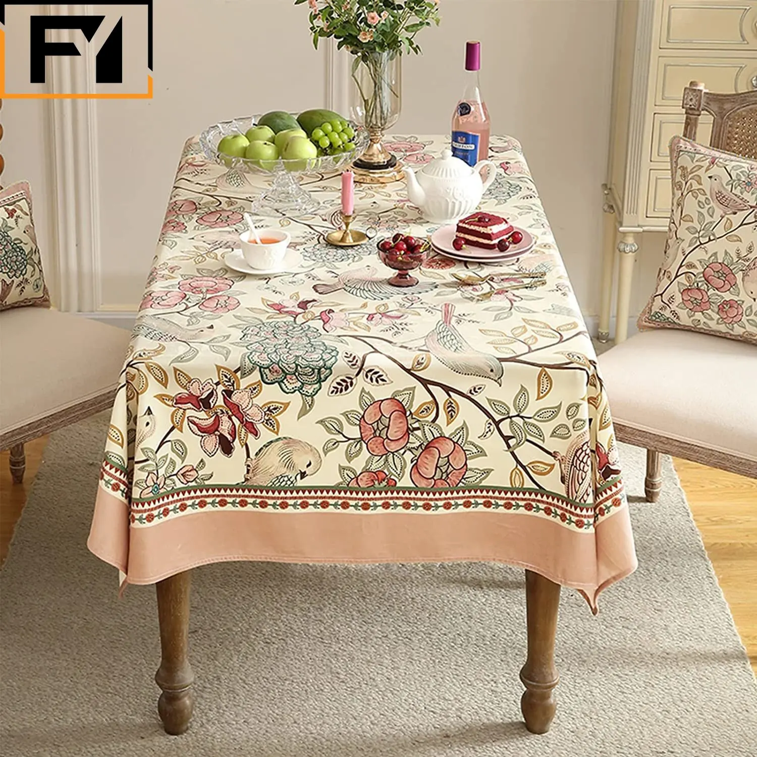 Spring Vintage Floral Tablecloth Waterproof Table Cover  Suitablefor Wedding Parties Dinners Kitchen Decoration Manteles De Mesa