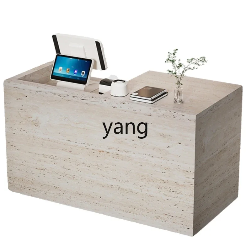 

L'm'm store small simple modern travertine company front desk