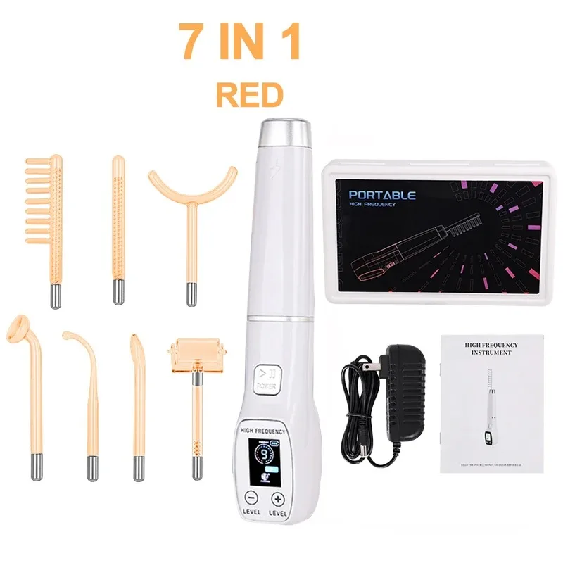 7 IN 1 Apparaat Elektrotherapie Wand Glas Hoge Frequentie Gezichtsverwijder Machine Massager Neon Rimpels Acne Tool Haar Huidverzorging