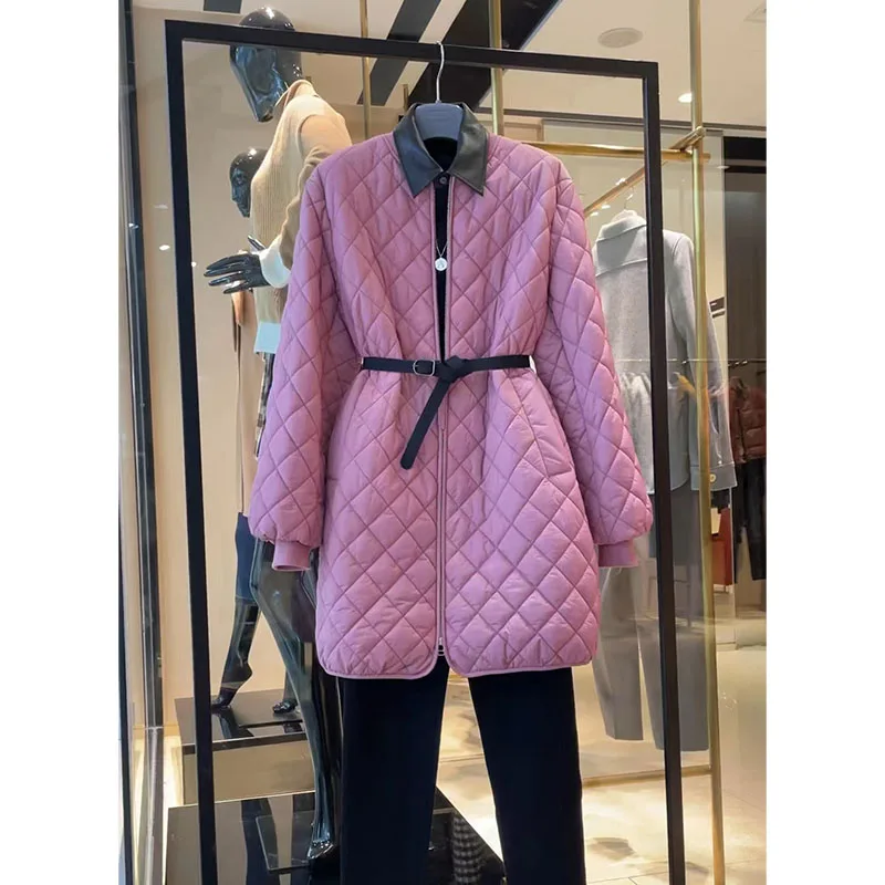 

Женская зимняя стеганая куртка из хлопка Ele Purple, утепленная, для повседневной носки, классический крой, удлиненная