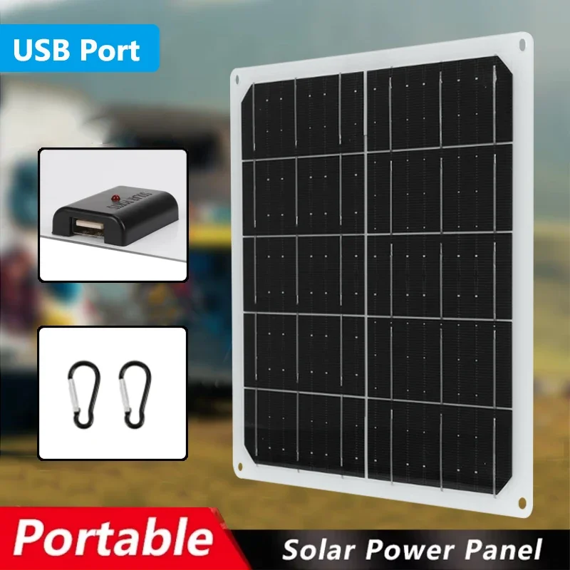 USB Solar Panel Portable Monocrystalline Solar Cell Home Outdoor Charging for Phone Camping Traveling Mobile Power Supplies