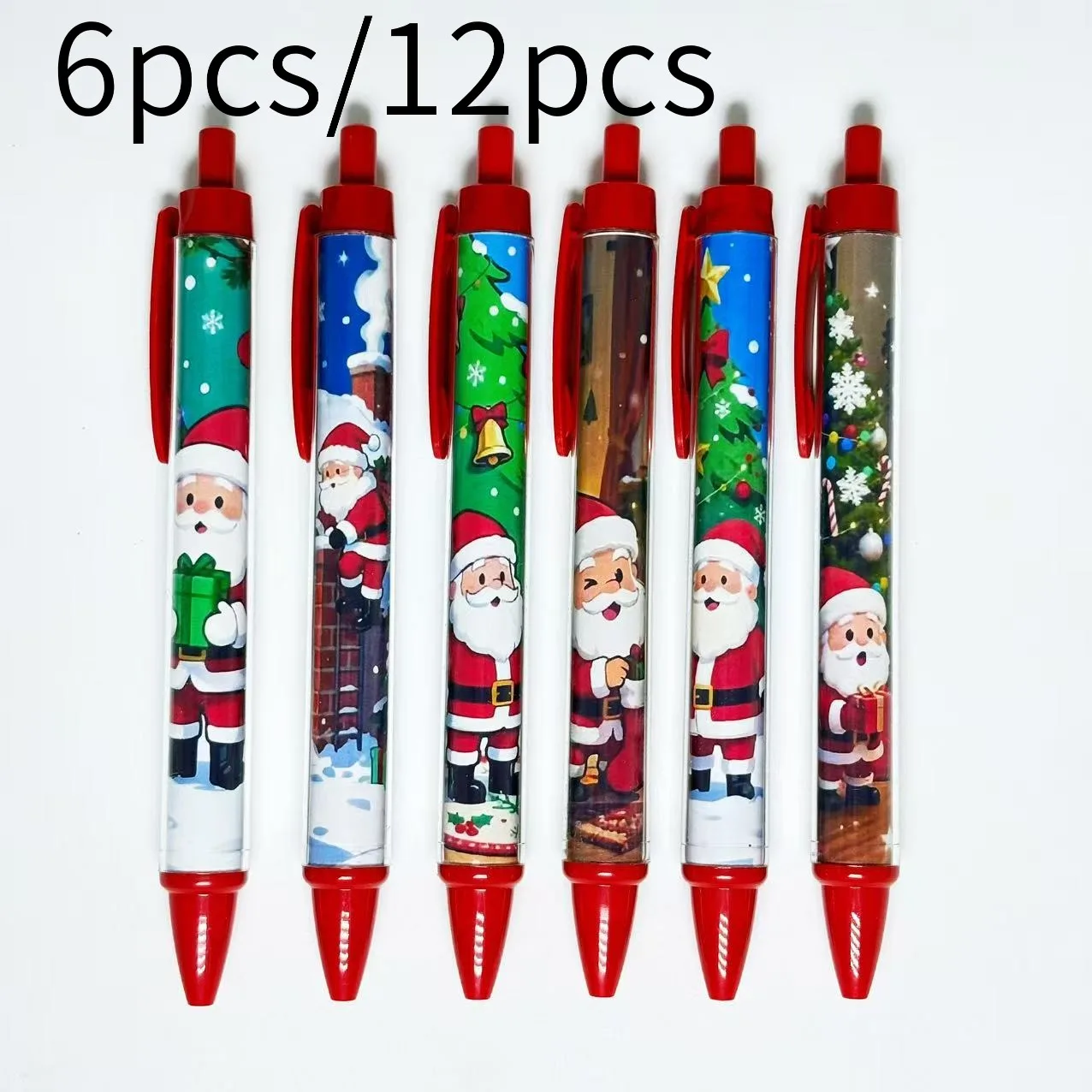 

6 шт./12 шт. шариковые ручки серии Санта-Клауса, шариковые ручки с рождественской тематикой, студенческие подарочные ручки для письма