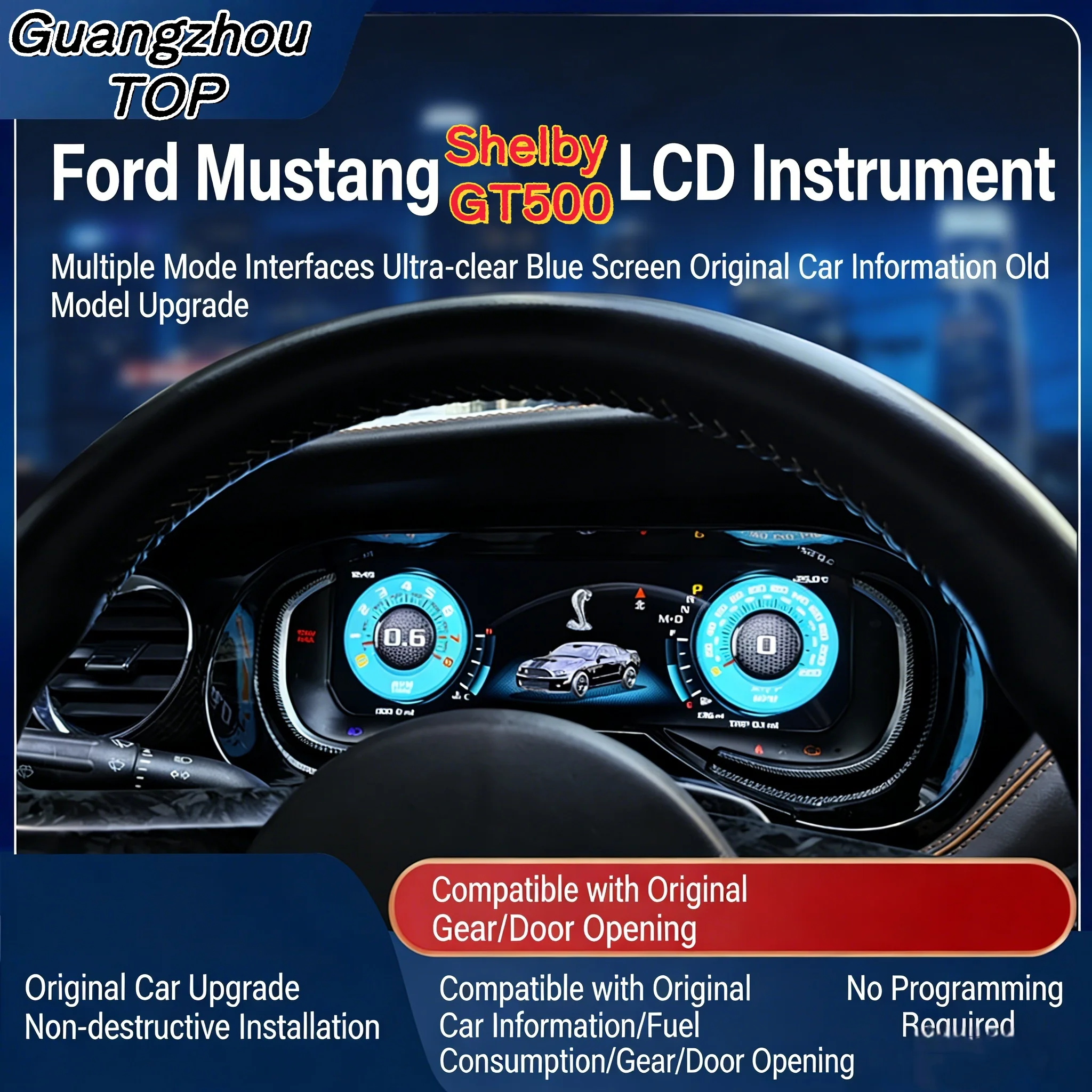 

Цифровая приборная панель LCD с CarPlay для Ford Mustang Shelby GT 500 2006-2016, спидометр, навигация, CarPlay.