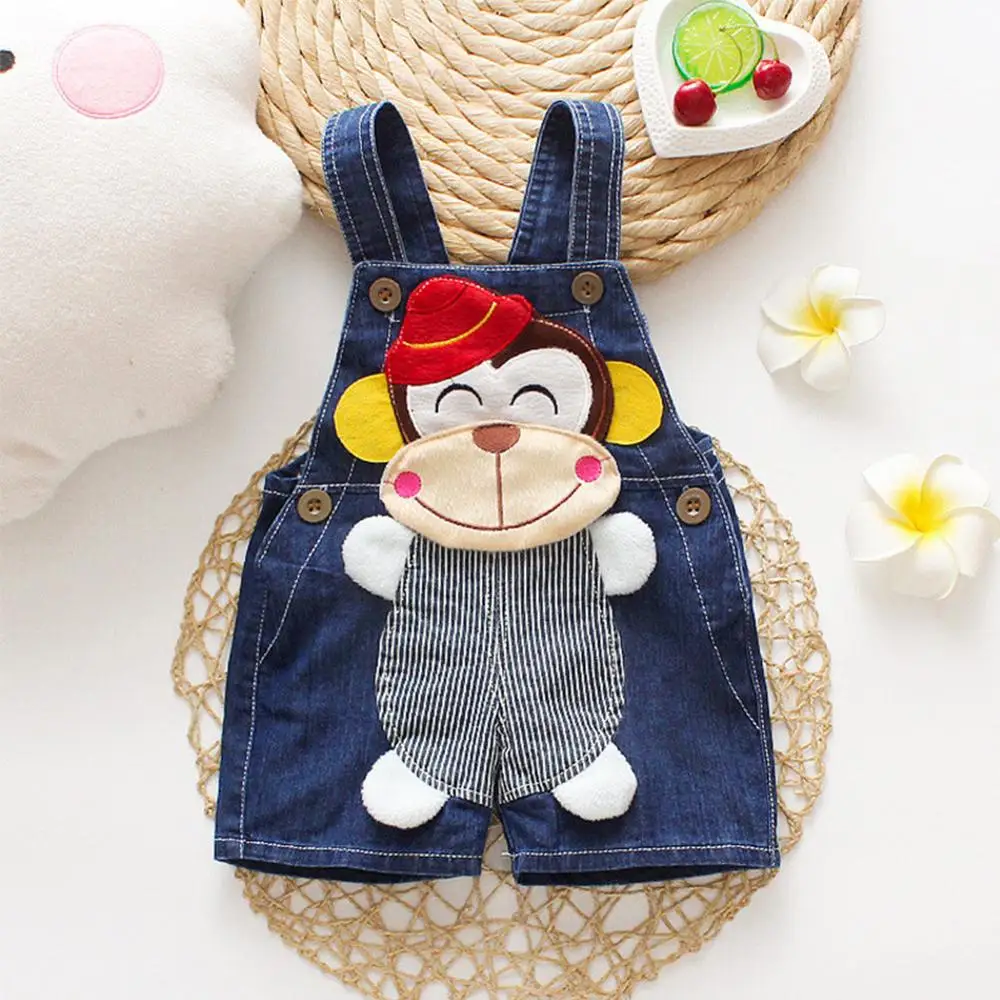 Loose Baby Summer Pants Shorts Toddler Fashion Kids Denim Rompers Boys Girls Jeans Overalls Cute Cartoon Babe Overalls Clothes