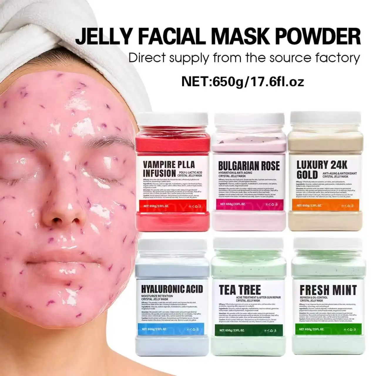 Jelly Mask Facial Professional Rose Smooth Face  Skin Care Hydrated Nourished Hydro Jelly Mask Powder Gel Peel Off MasK