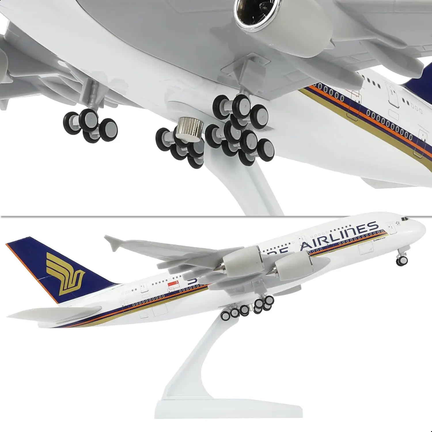 30cm 1/240 Scale Aircraft Singapore A380 Diecast Resin Airplane Model with Stand Desktop Display Aviation Gift or Decoration
