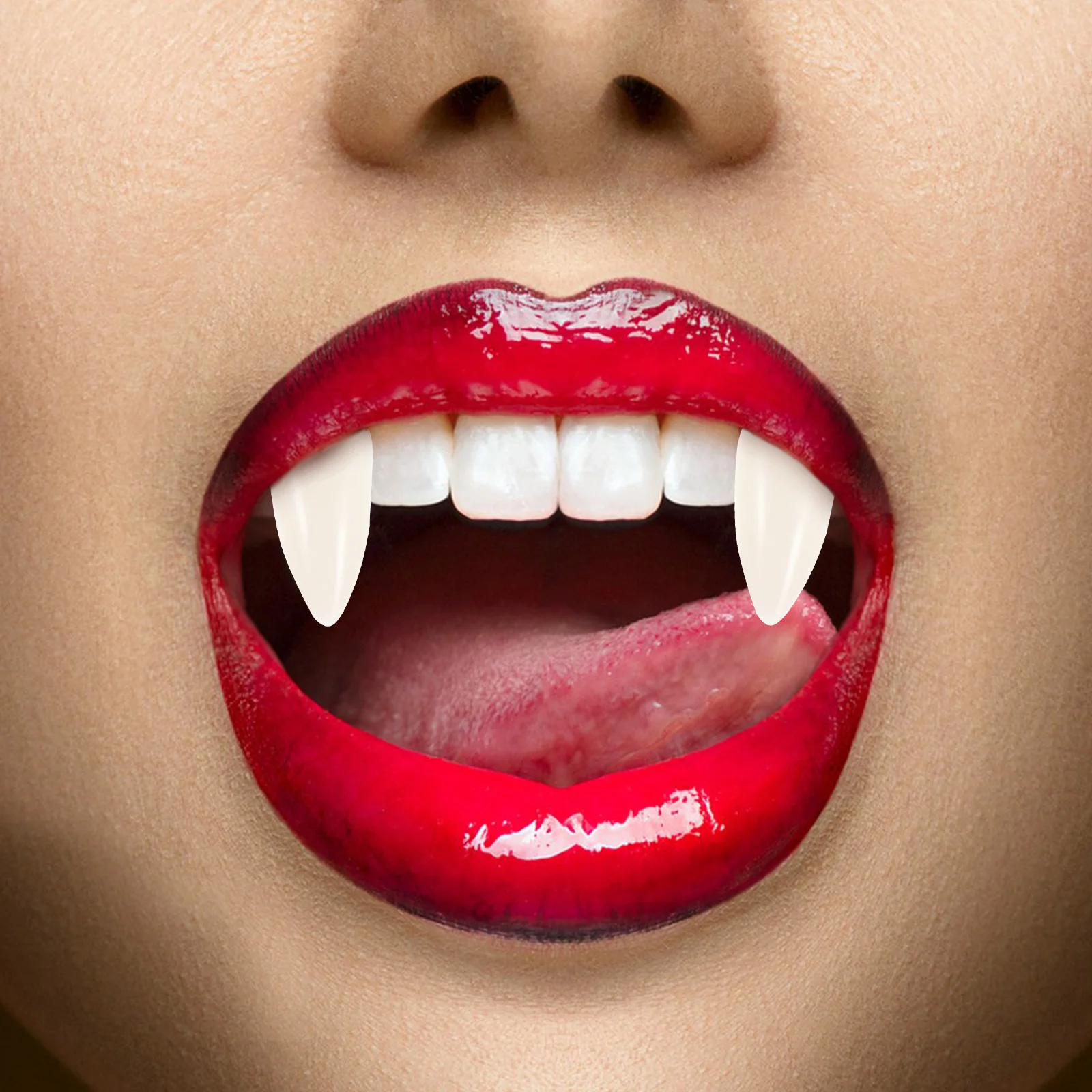 3 Pasang Gigi Vampir 13Mm 15Mm 17Mm Gigi Palsu Untuk Pesta Halloween Alat Peraga Cosplay Taring Penutup Gigi Unik Lucu