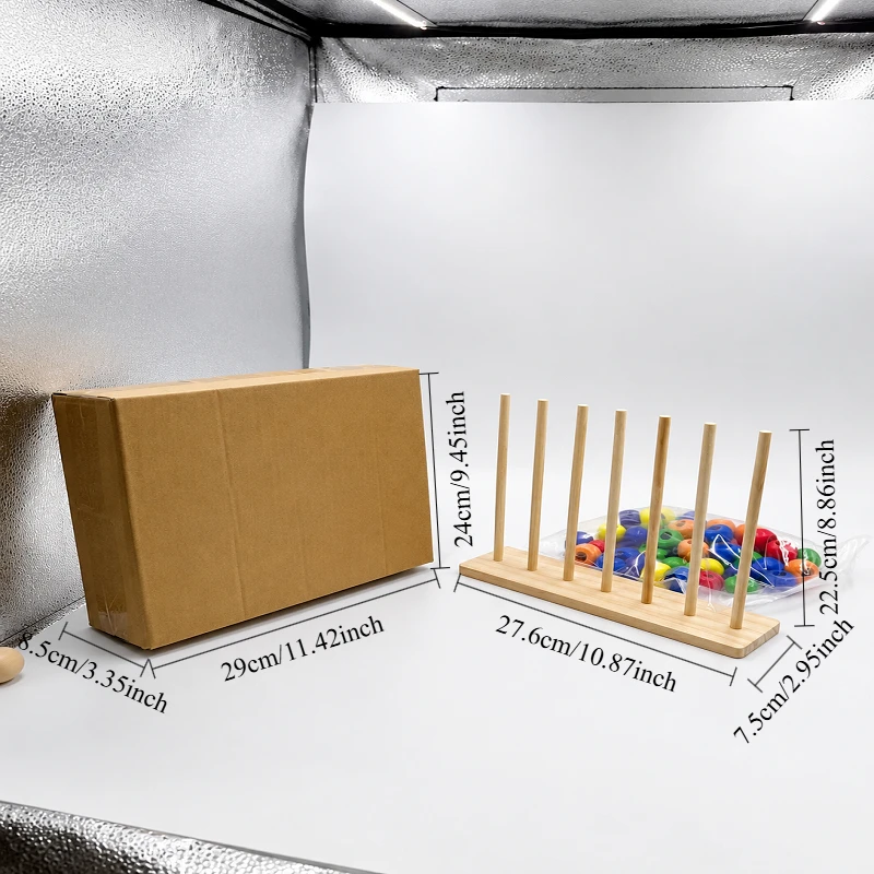 Wooden Bead Counting Matching Stacking Toy Adult Elderly Focus Training Educational Puzzle Game