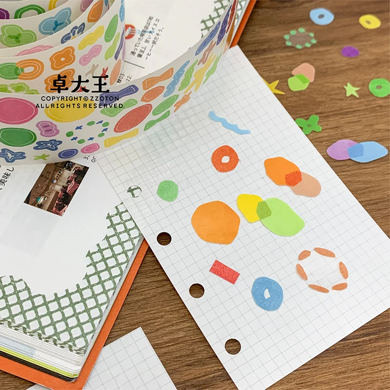 Washi PET Basic Color Block Sticker Roll Bottom Notebook Arrangement Embellishment