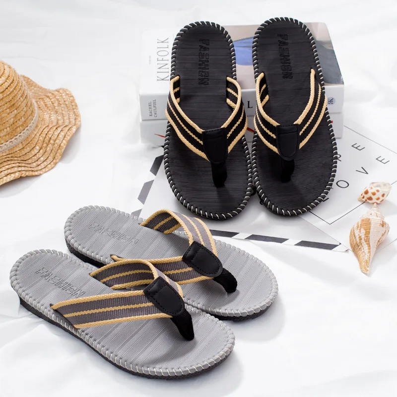 Ein Paar Herren-Slipper, flache Outdoor-Strand-Flip-Flops, lässige Frühlings- und Sommer-Slipper, rutschfeste Herren-Hausschuhe für drinnen, S – Detail 9