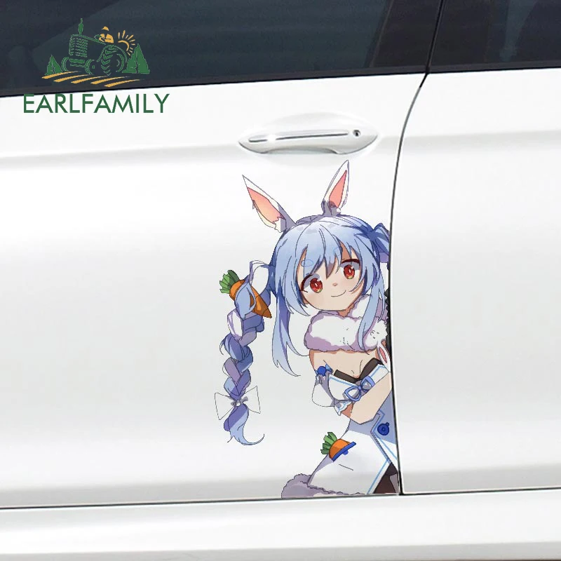

EARLFAMILY 43 см x 22,5 см для пеккоры Hololive автомобильные наклейки с окклюзией и зернистой текстурой, виниловый декор для багажника, автомобильная этикетка