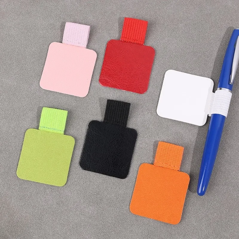 Adhesive Pen Clip Protective Case PU Leather Notebook Elastic Loop Cover for Diary Planner Clip for Apple iPhone Pencil Holder