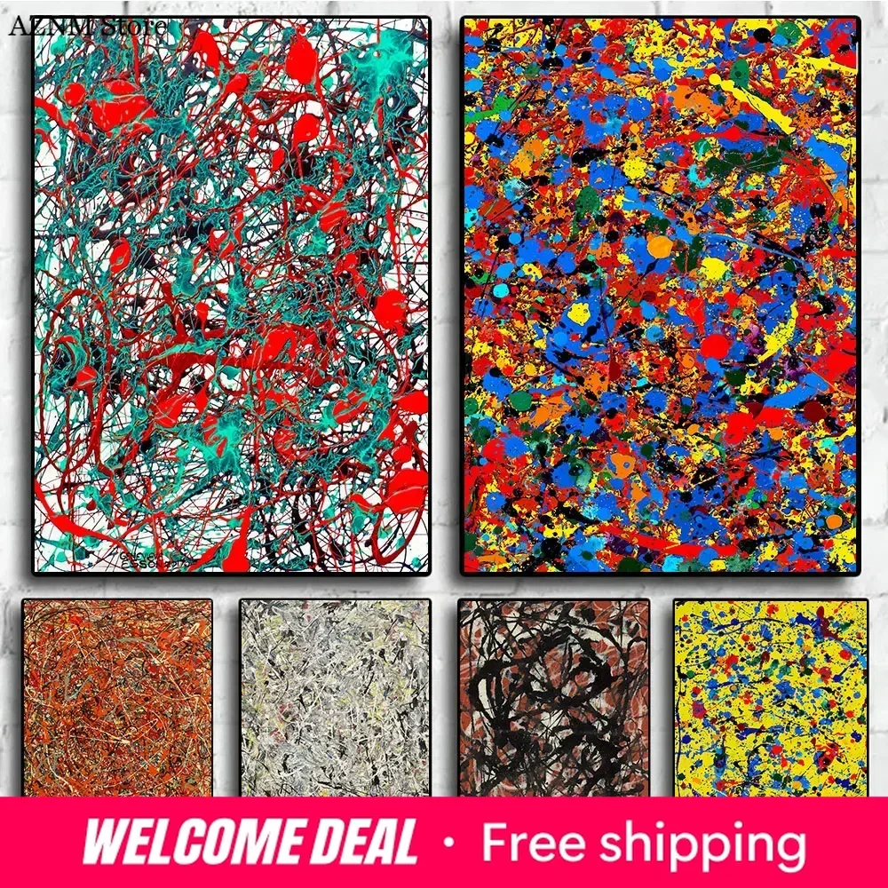 Abstract Jackson Pollock Famous Artwork Posters and Print Graffiti Canvas Painting Wall Art Pictures For Living Room Home Dec