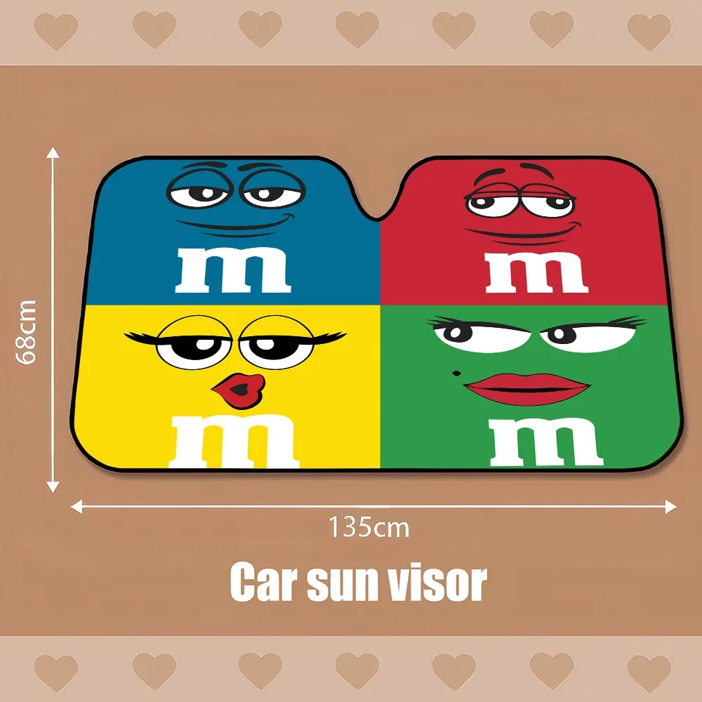 M & Ms الشوكولاته ساخنة الزجاج الأمامي ظلة نافذة السيارة غطاء الزجاج الأمامي الشمس الظل السيارات الشمس قناع سيارة يغطي