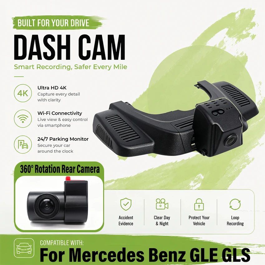 Car DVR Plug and play Dash Cam 4K for Mercedes Benz GLE 350 400 450 500 43 53 63 2015-2018 for Mercedes Benz GLE w166 GLS x166