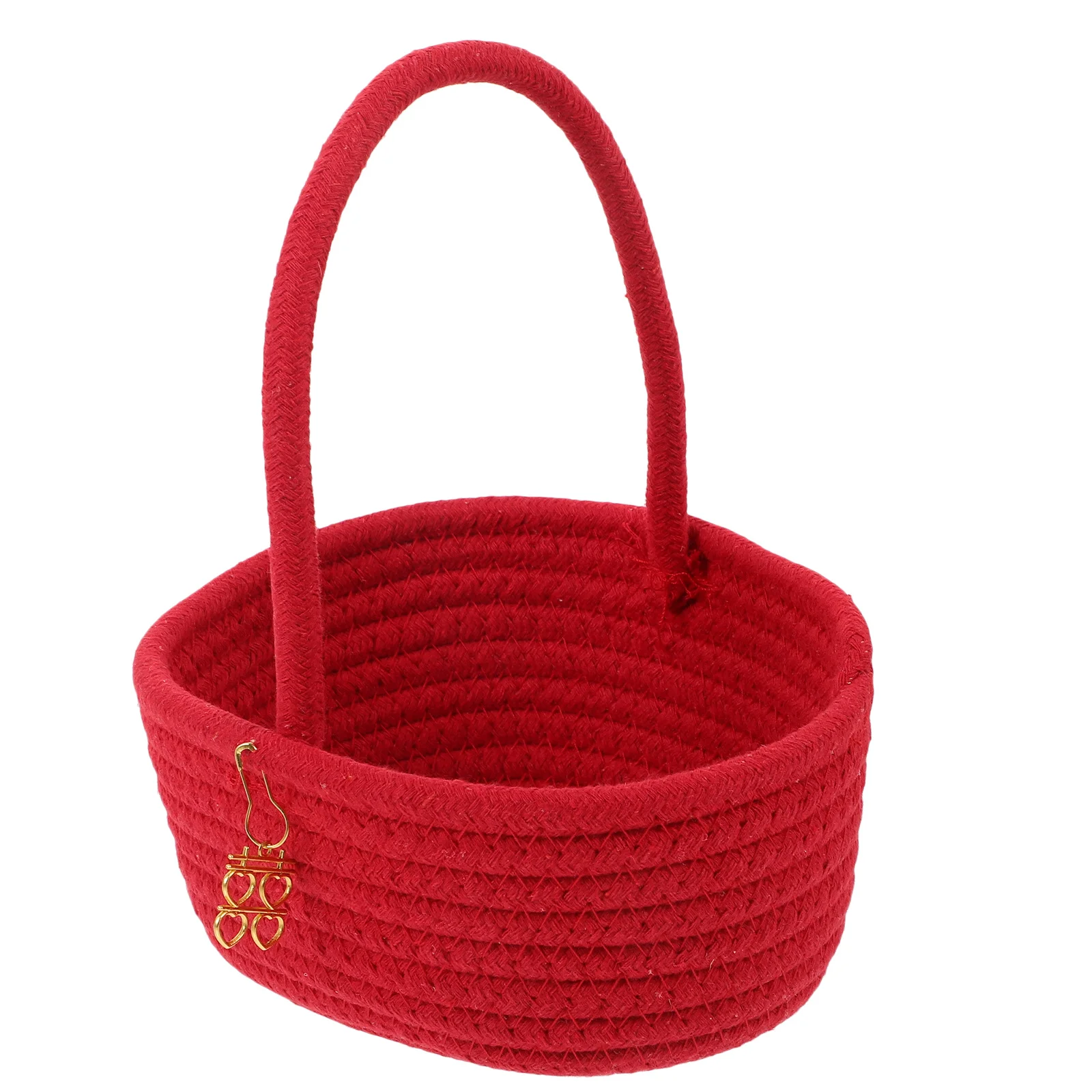 

Red Festive Handle Chinese Wedding Candy Storage Basket Large Capacity Snacks Serving Basket Decorative Gift Container